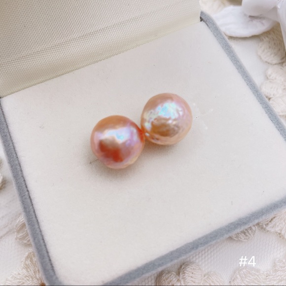 Pearl Studs, Genuine Baroque Edison pearl - Picture 8 of 12